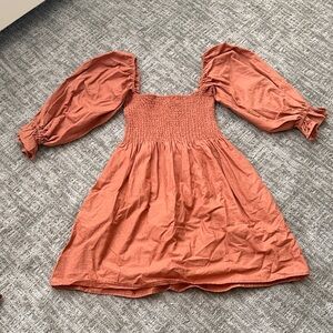 Elegant Rust Smocked Dress